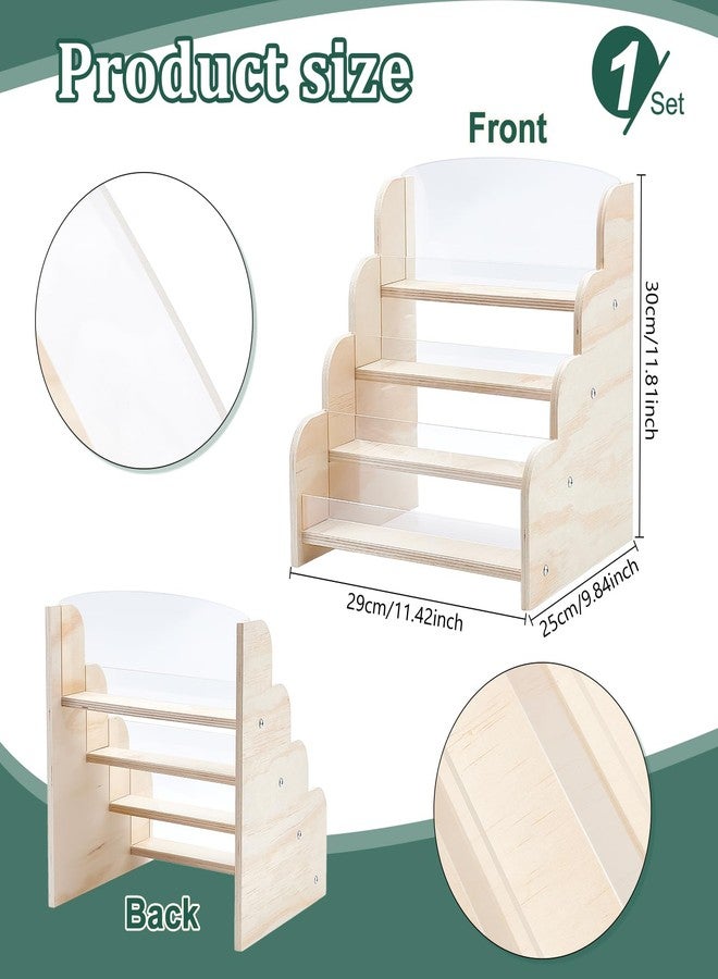 GLASSWINDS Greeting Card Display Stand, 4-Tier Wooden Sticker Display Holder for Vendors, Portable Postcard Displays Rack, Multipurpose Brochure Holder for Birthday Fairs Markets Craft Trade Show - Image 2
